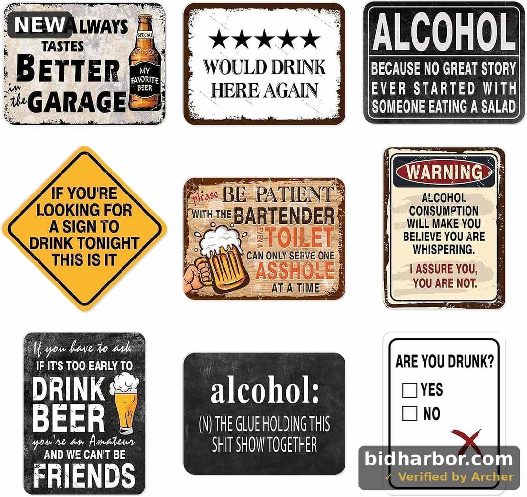 WERNNSAI 9 PCS Vintage Beer Party Signs Cheers and Beers Wall Decor | Cheers and Beers Birthday Decorations, Alcohol Party Signs, Home Bar Man Cave Decor for Men Women