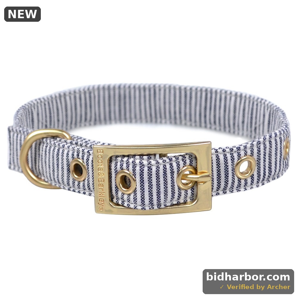 Boots & Barkley Railroad Stripe Dog Collar Medium up to 50lbs - Boots & Barkley