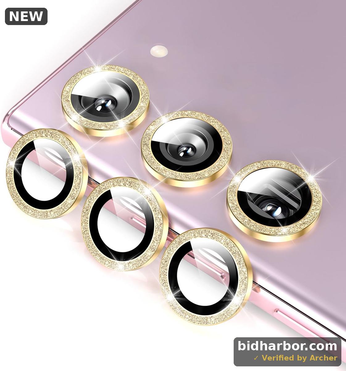 for Samsung Galaxy S23 Plus Camera Lens Protector,9H Tempered Glass Camera Cover,[Case-Friendly],Military-Grade Protection Lens Cover,Individual Metal Ring Decoration Accessories, Bling Gold