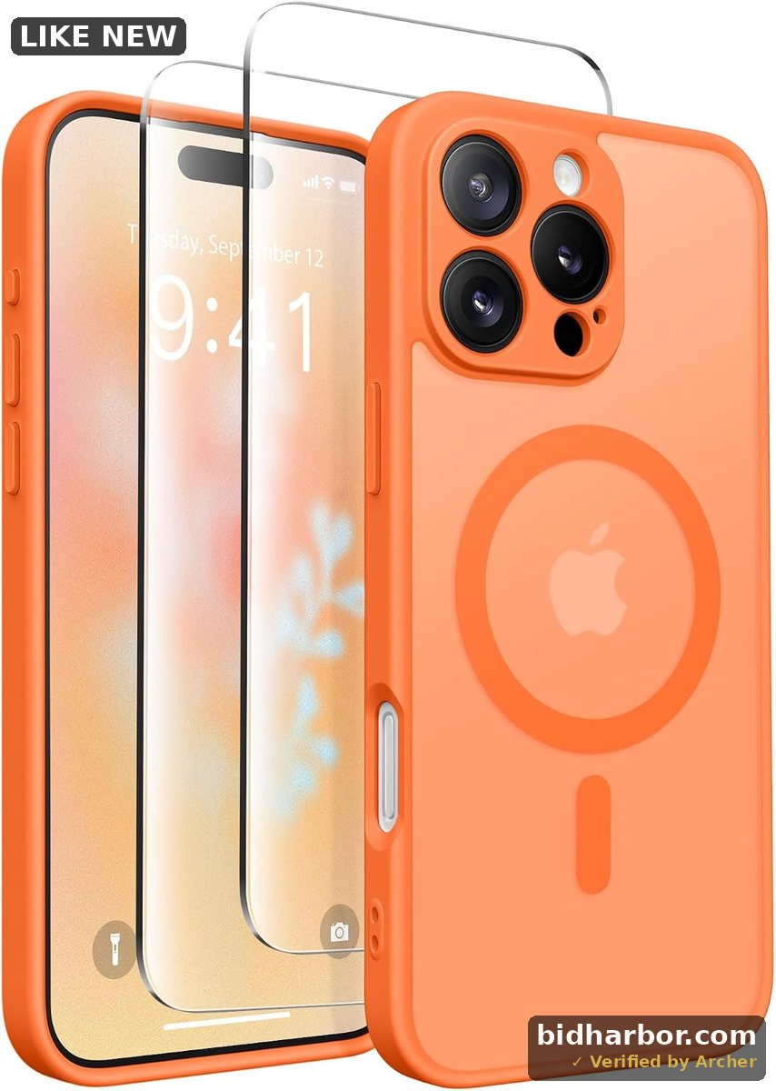 CAPRARO Magnetic Compatible with iPhone 16 Pro Case, Upgraded [Full Camera Protection] [Compatible with MagSafe] Protective Translucent Matte Women Girl Phone Case Cover, Orange Yellow