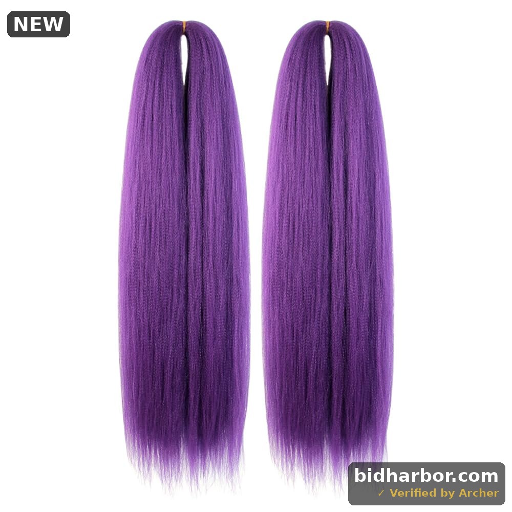 Short Braiding Hair Pre Stretched Yaki Texture Braids 24 Inch Purple | 2 Packs Professional Braiding Hair for Black Women and Kids Straight Yaki Texture Hot Water Setting Synthetic Crochet Braids