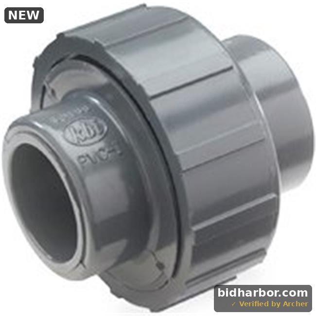 NDS U-1250-S PVC Pipe Fitting, 1-1/4-Inch Slip Union, Schedule 80, EPDM O-Ring, Gray