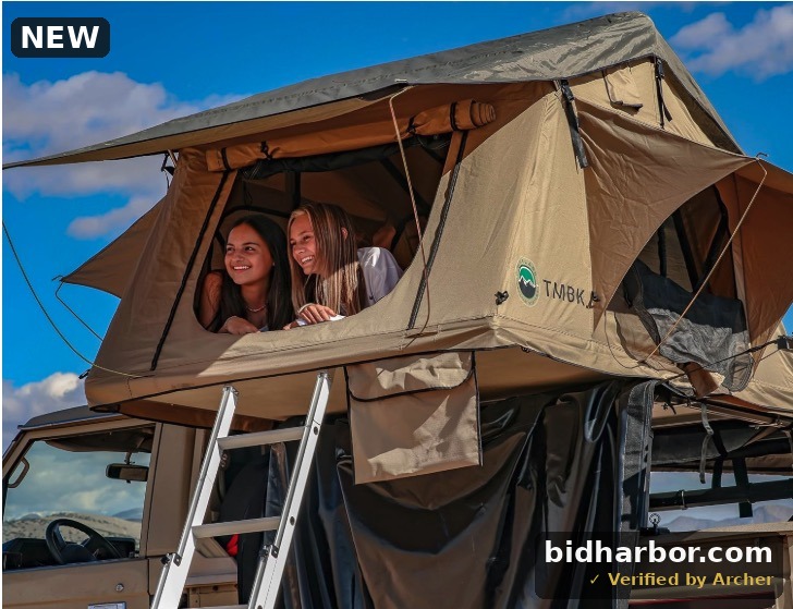 Soft Shell Rooftop Tent for SUV & Truck Camping, 3-Person - Overland Vehicle Systems TMBK - Universal Fitment with Rainfly & Ladder