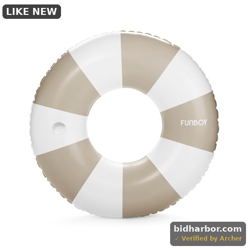 FUNBOY Giant Vintage Tan Khaki Stripe 48'' Tube Float with Integrated Cup Holder, Perfect for a Summer Pool Party, Large