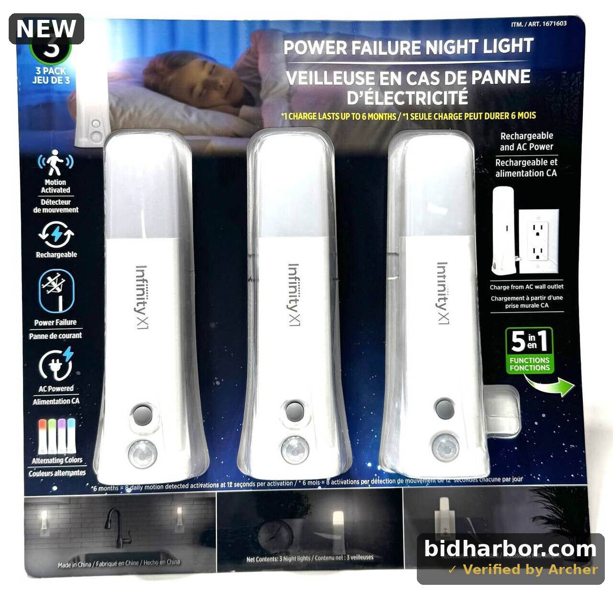 Infinity X1 Power Failure Night Light  Pack of 3