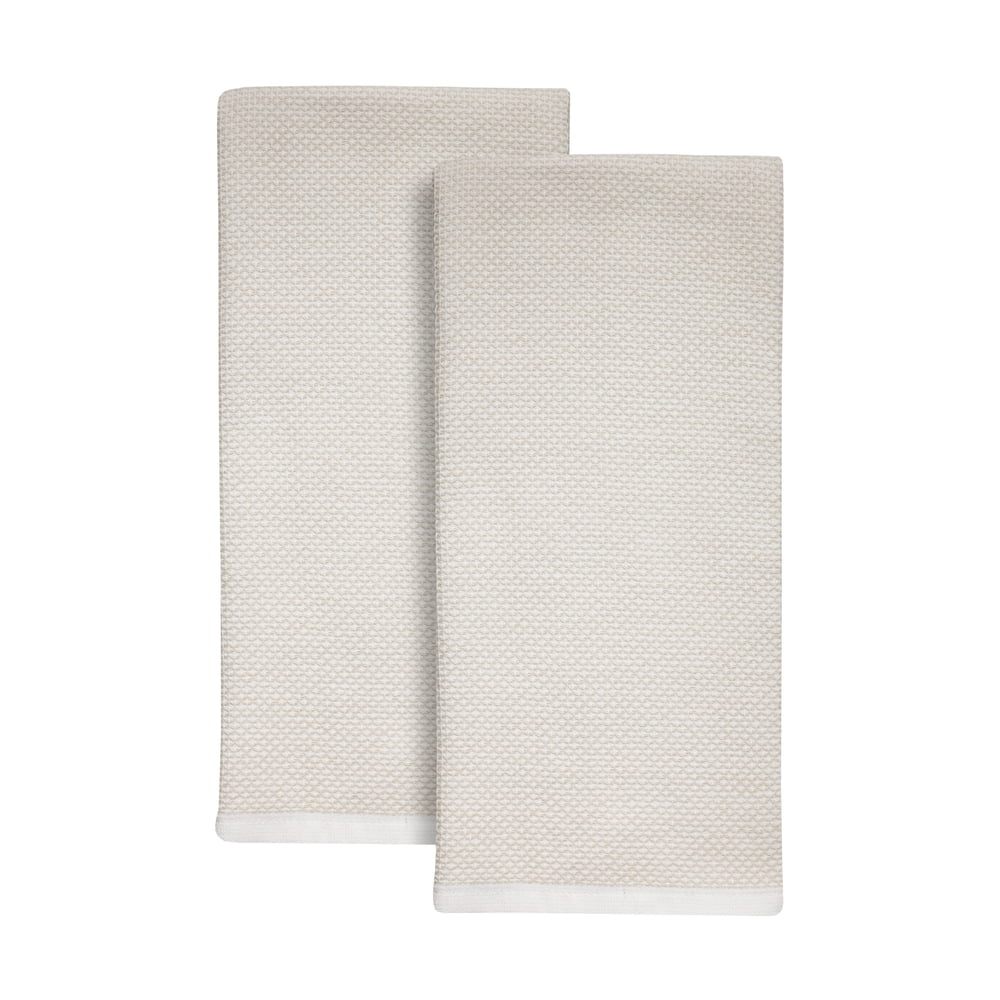 Better Homes & Gardens 2 Piece Flat Woven Kitchen Towel Papyrus Beige