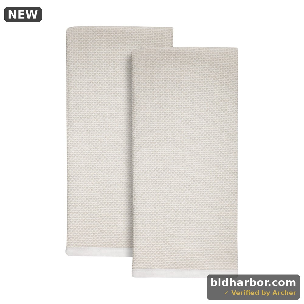 Better Homes & Gardens 2 Piece Flat Woven Kitchen Towel Papyrus Beige