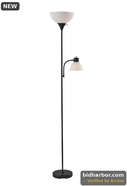 Mainstays 72‘’ Gray Combo Floor Lamp With Reading Lamp, Modern Design
