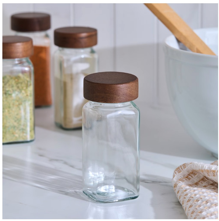 Better Homes and Gardens Glass Spice Jar with Wood Lid