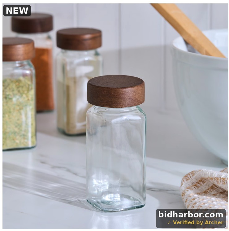 Better Homes and Gardens Glass Spice Jar with Wood Lid