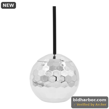 Silver Disco Ball Plastic Tumbler with Straw  by Way to Celebrate
