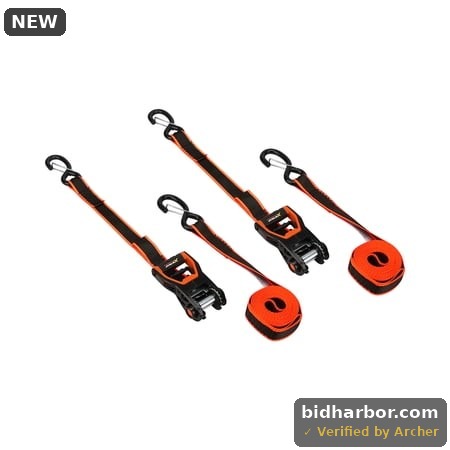 XSTRAP 1.25” X 14  Aluminium Heavy Duty Ratchet Tie-Downs with Snap S Hooks Soft Loop - 2 Pack