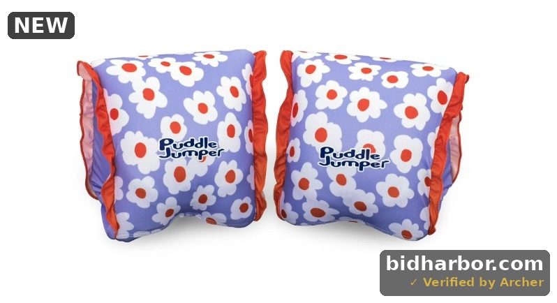 Puddle Jumper AquaStar Fabric Inflatable Armband Floaties Flower up to 66 Lbs