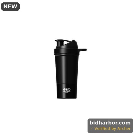 24oz Stainless Steel Black Protein Drink Shaker Bottle with Powder Compartment  by Athletic Works