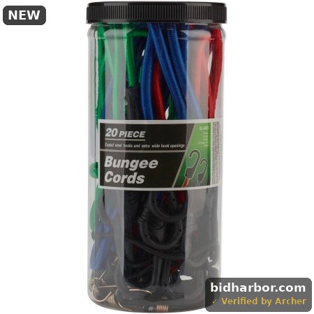 Hyper Tough 20 Pieces Bungee Cord Set  Plastic Jar  Multi-Color  2.31 Oz