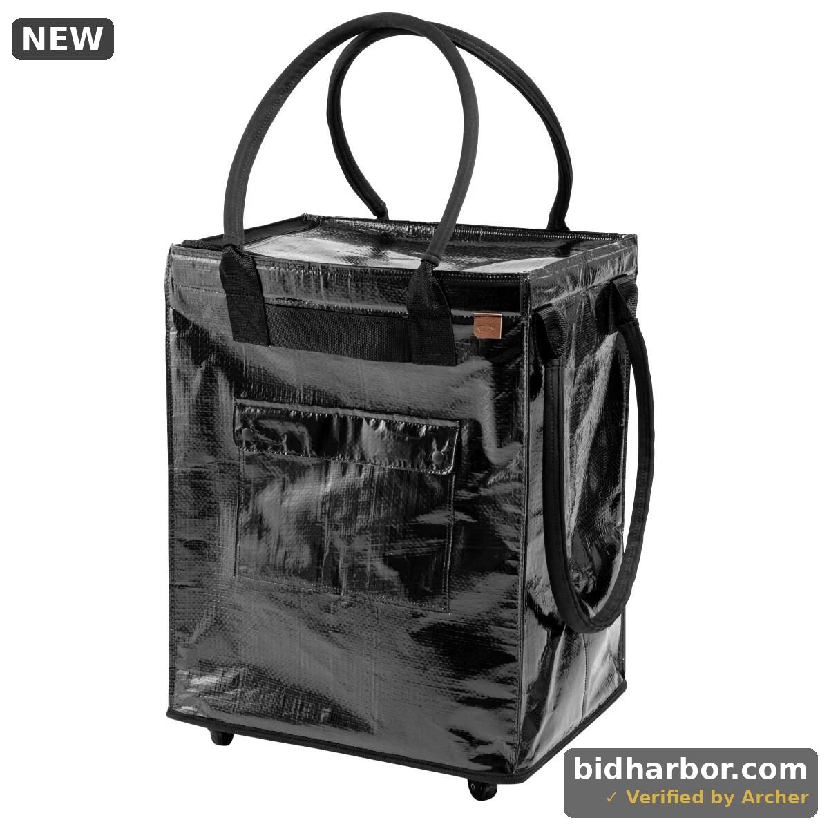 Black 24 in. X 18 in. X 14 in. Polypropylene Modern Rectangle Rolling Hauler Bag 90L Laundry Room Hamper