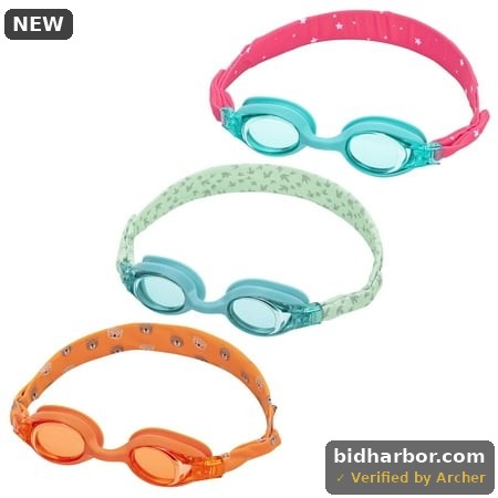 Puddle Jumper Child Fabric Swim Goggles  Non-Latex and Non-PVC  Kids Ages 3+  3-Pack