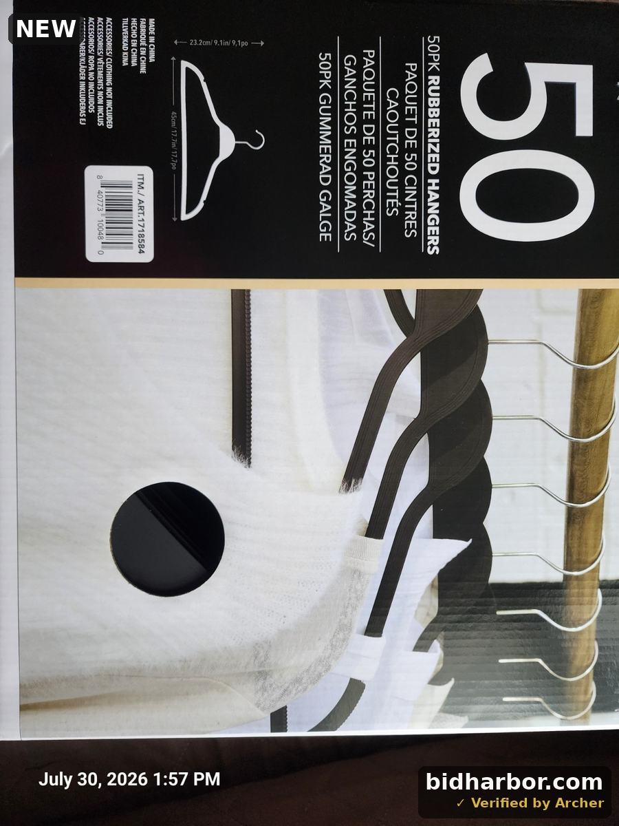 50 Pack Rubberized Non Slip Clothes Hangers Black Adult Size Heavy Duty