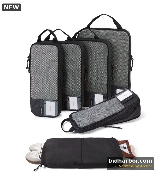 BAGSMART Compression Packing Cubes for Travel Luggage, 6 Pcs Expandable Packing Organizers Foldable Lightweight Suitcase Storage Bags for Travel Accessories, Women Men, Black