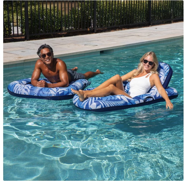 Aqua Luxury Inflatable Pool Loungers, 2-Pack