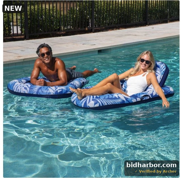 Aqua Luxury Inflatable Pool Loungers, 2-Pack