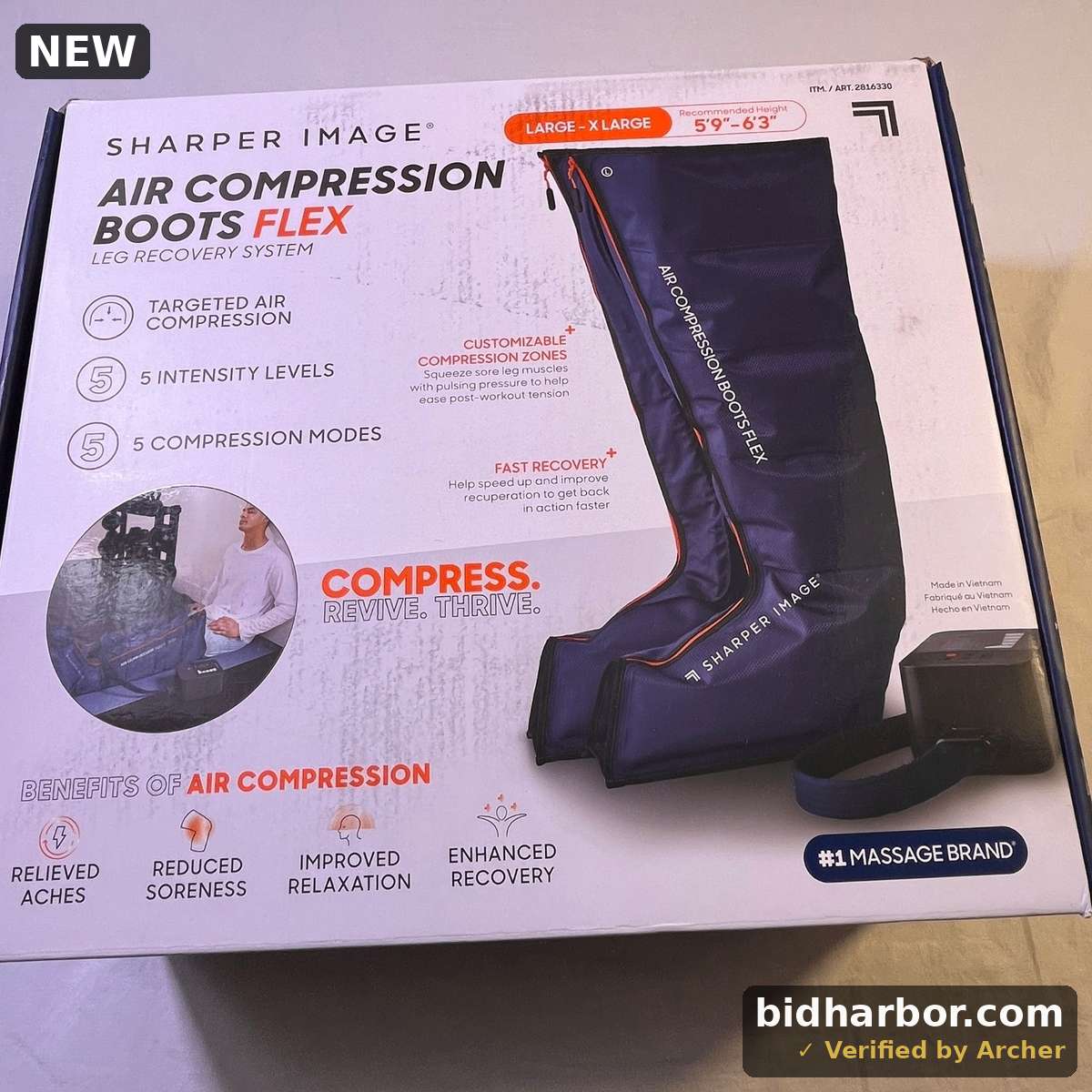 Sharper Image Air Compression Boots Flex Leg Recovery System  Large/X-Large