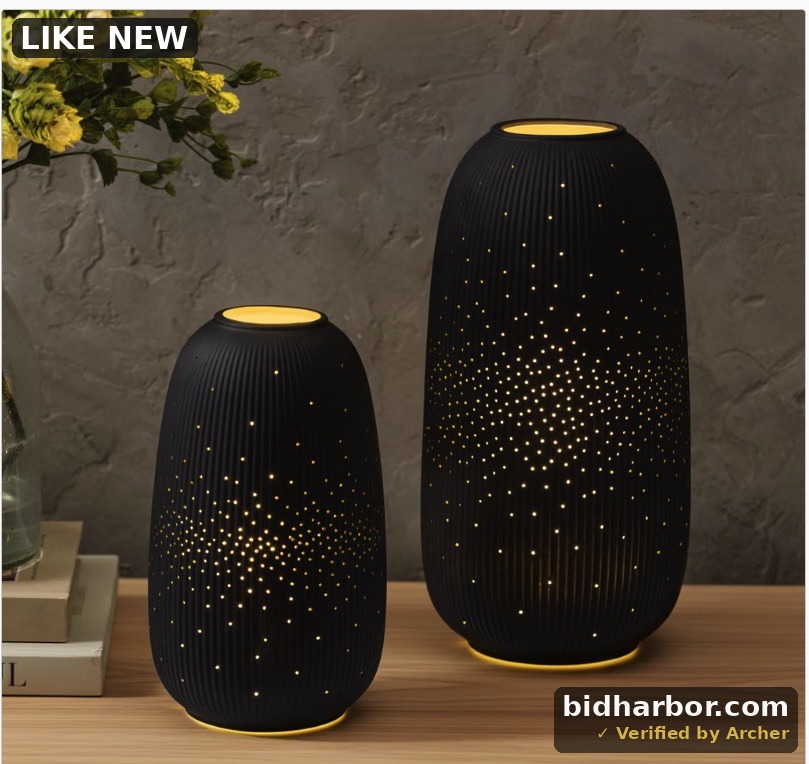 Evergreen LED Porcelain Lantern, Set of 2