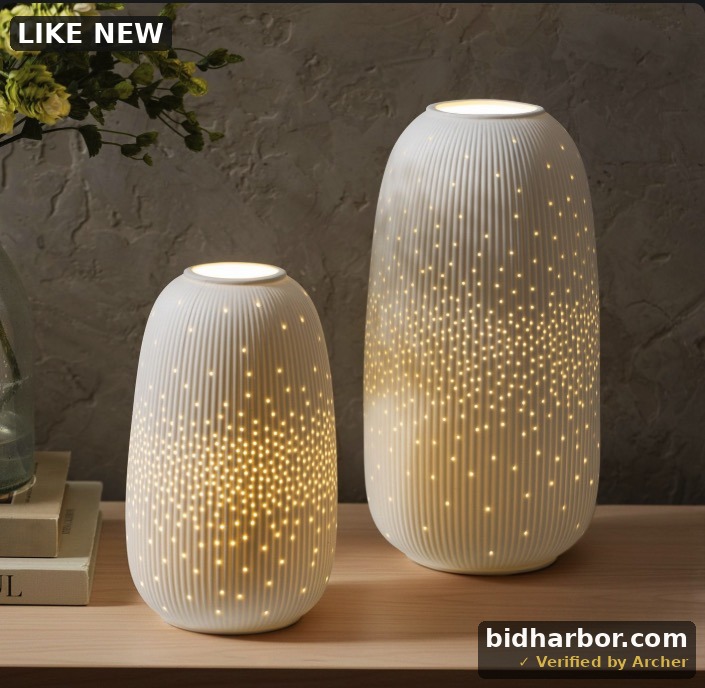Evergreen LED Porcelain Lantern, Set of 2