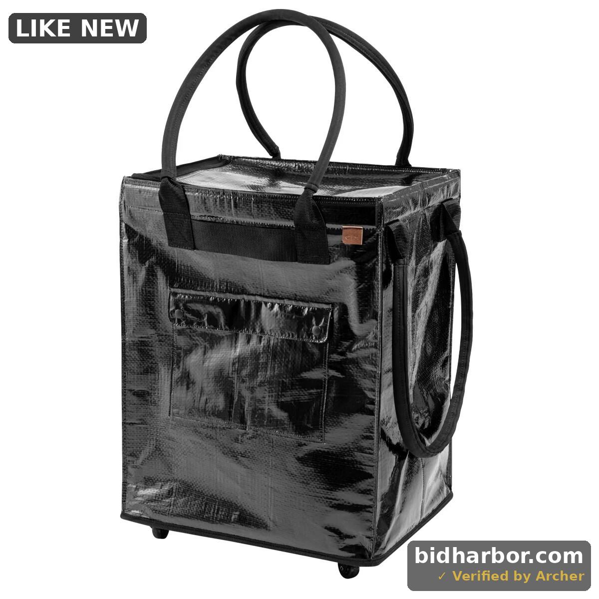 Black 24 in. X 18 in. X 14 in. Polypropylene Modern Rectangle Rolling Hauler Bag 90L Laundry Room Hamper