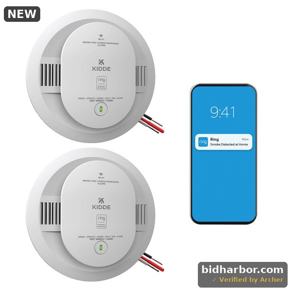Kidde Smart Smoke and Carbon Monoxide Detector, Ring App Enabled, Hardwired, 2-pack