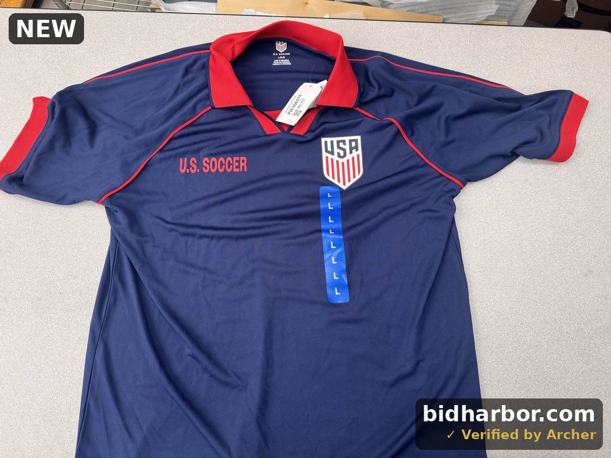 New U.S. Soccer USA Navy & Red Performance Polo Shirt – Men’s Size Large