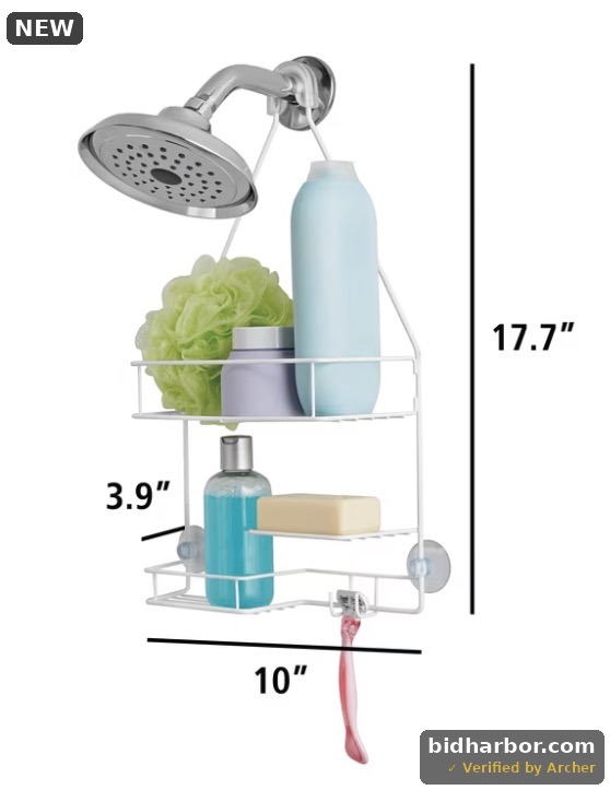 Mainstays Basic Hanging Shower Caddy with 2 Shelves and Soap Tray, White