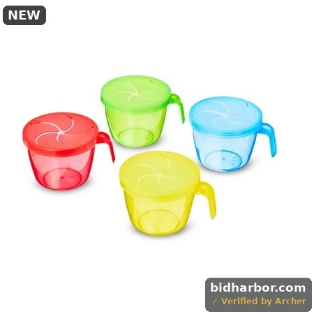 Parent S Choice BPA-Free Plastic Snack Cups with Handle  Multi-Color  4 Count