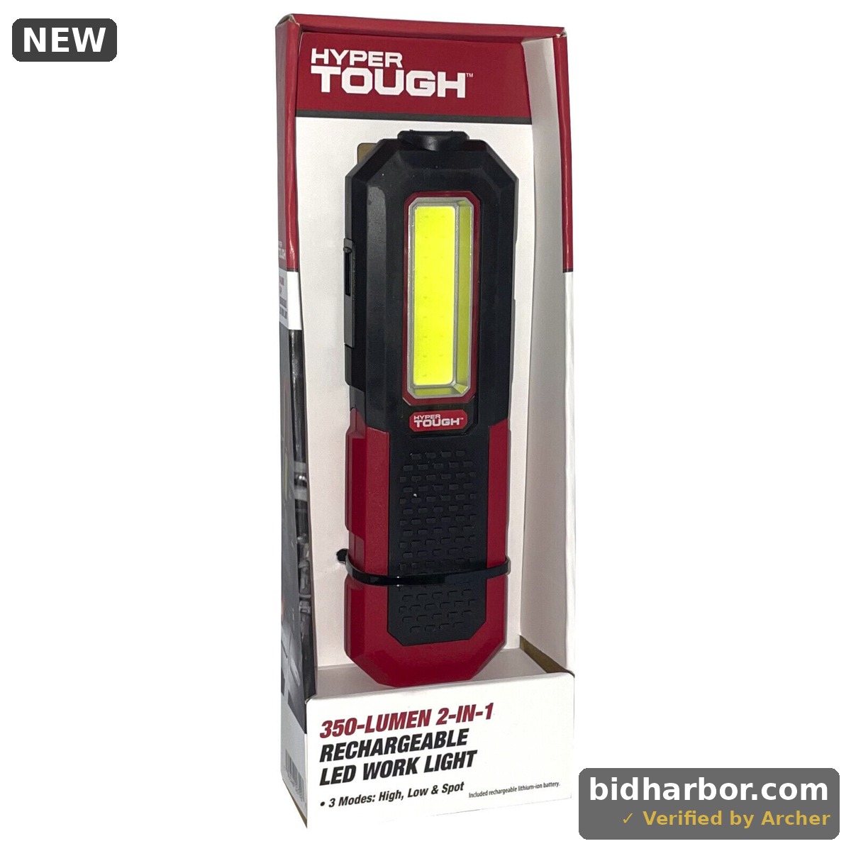 Hyper Tough 350 Lumen Rechargeable LED Work Light with 2-in-1 Spot and Area Features
