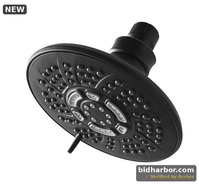 Mainstays 6-Setting Large Shower Head, Matte Black