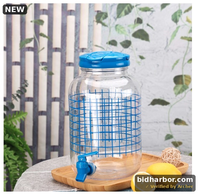 Mainstays Blue Checker Acrylic Beverage Dispenser, 4.54 L, 1 Pack