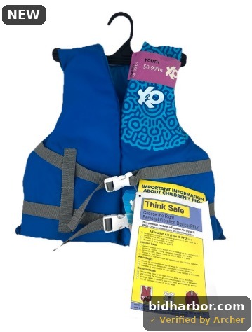 X2O Universal Youth Open-Sided Life Vest and Jacket, 50lbs - 90lbs, Blue Ocean Coral, Unisex — Size Youth Universal (50-90 lb)