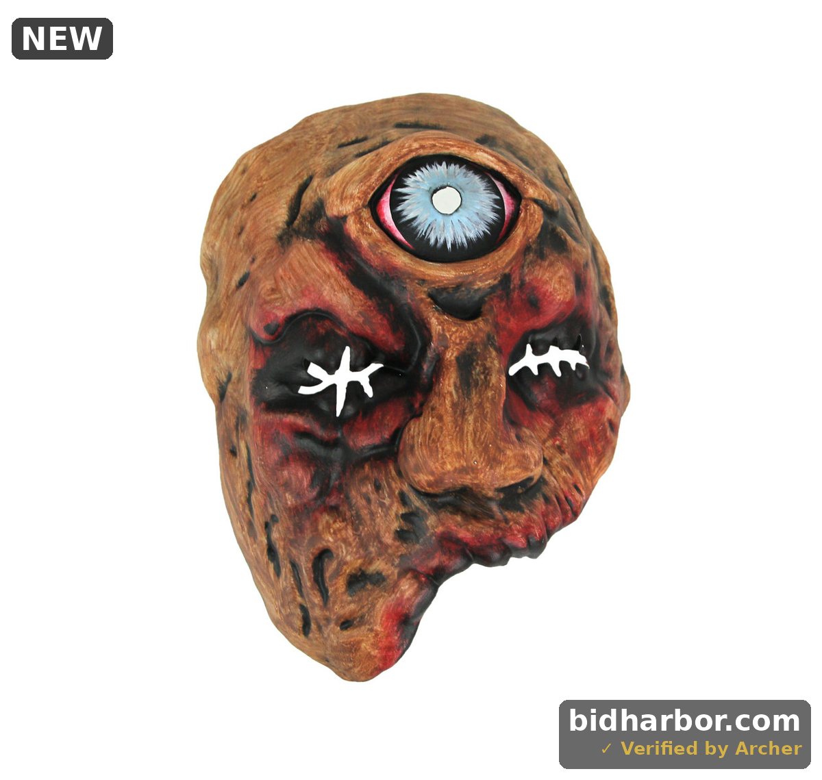 One-Eyed Horror Monster Face Mask — Brown and Red