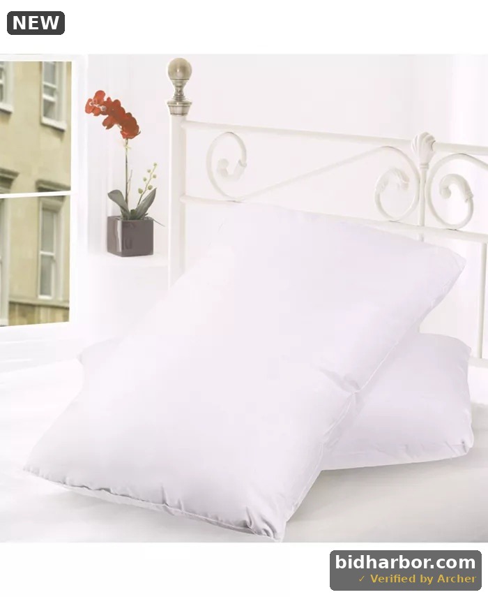 Down & Feather Blend 100% Cotton Cover Premium Bed Pillow 2 Pack - Standard NEW