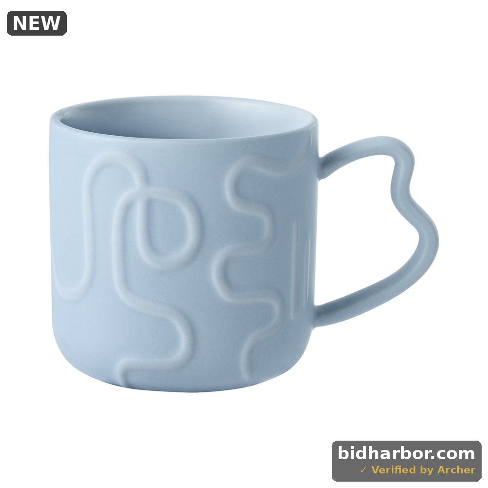 Mainstays 14-oz Blue Embossed Geometric Pattern Glazed Ceramic Mug