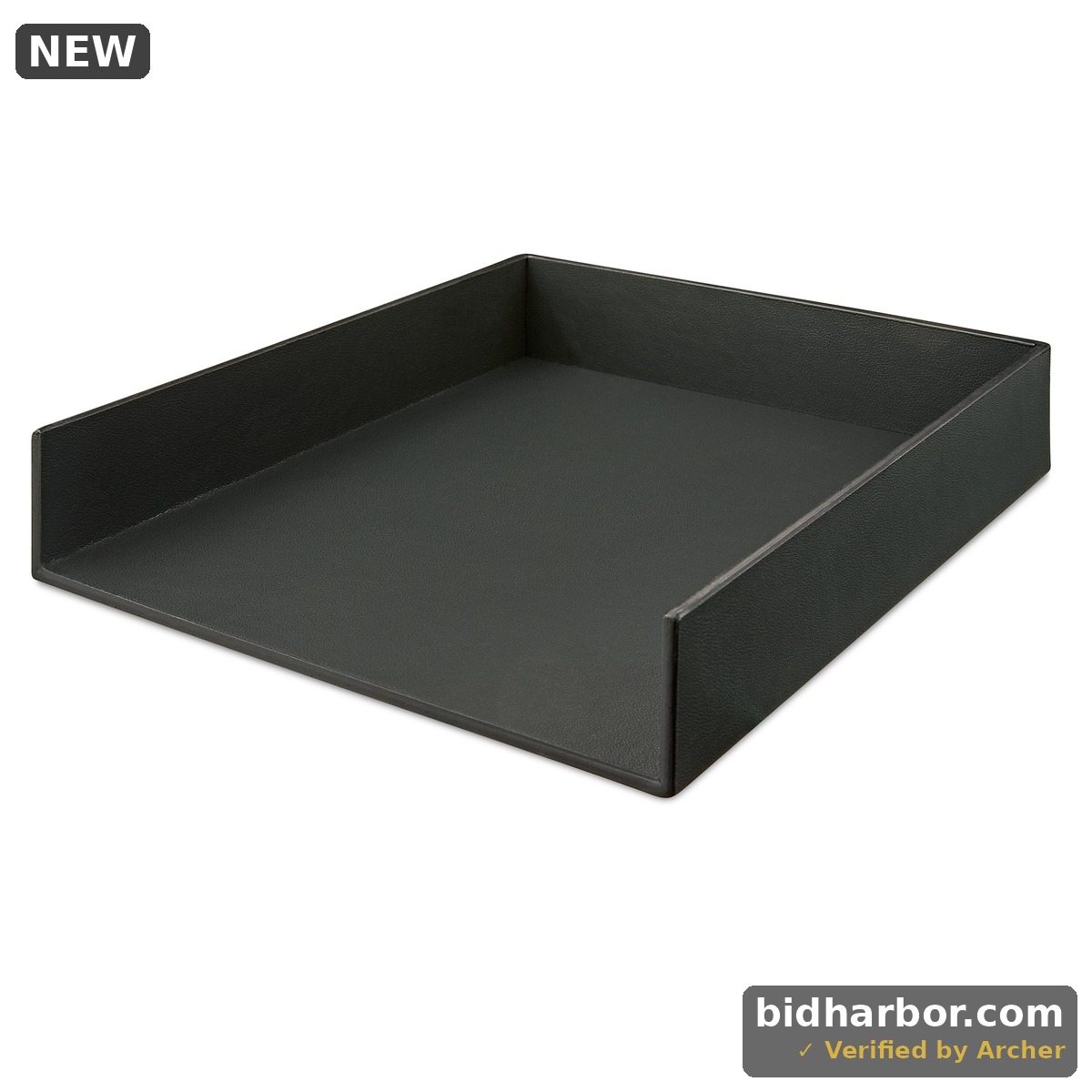Pen+Gear Simulated Leather Letter Tray 10 in X 12 in X 2 in Rich Black