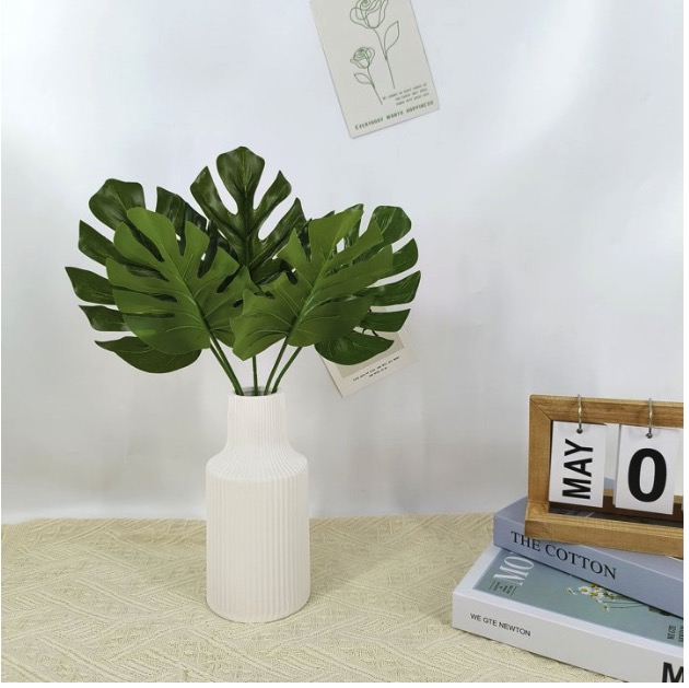 (4 pack) Mainstays 14" Artificial Swiss Cheese Monstera Pick, Green Color