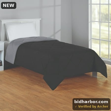 Mainstays Reversible Microfiber Comforter  Black  Twin-XL