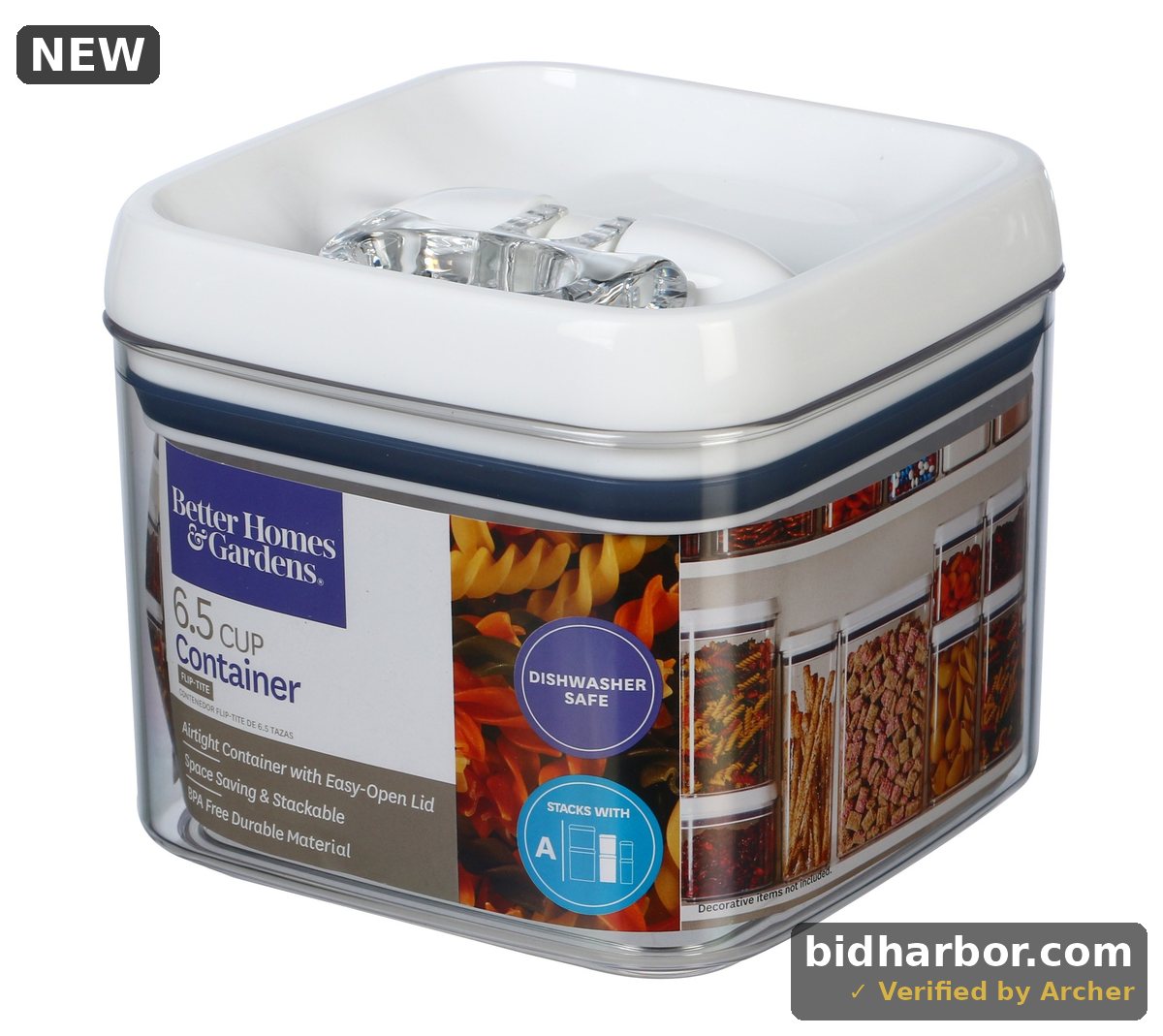 Better Homes & Gardens 6.2 Cup Flip-Tite Square Food Storage Container  BPA-Free  Clear Container with Easy Open Lid