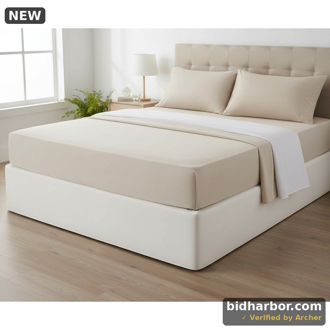 Mainstays 300 Thread Count Easy Care Percale Fitted Sheet  Papyrus Beige  Full