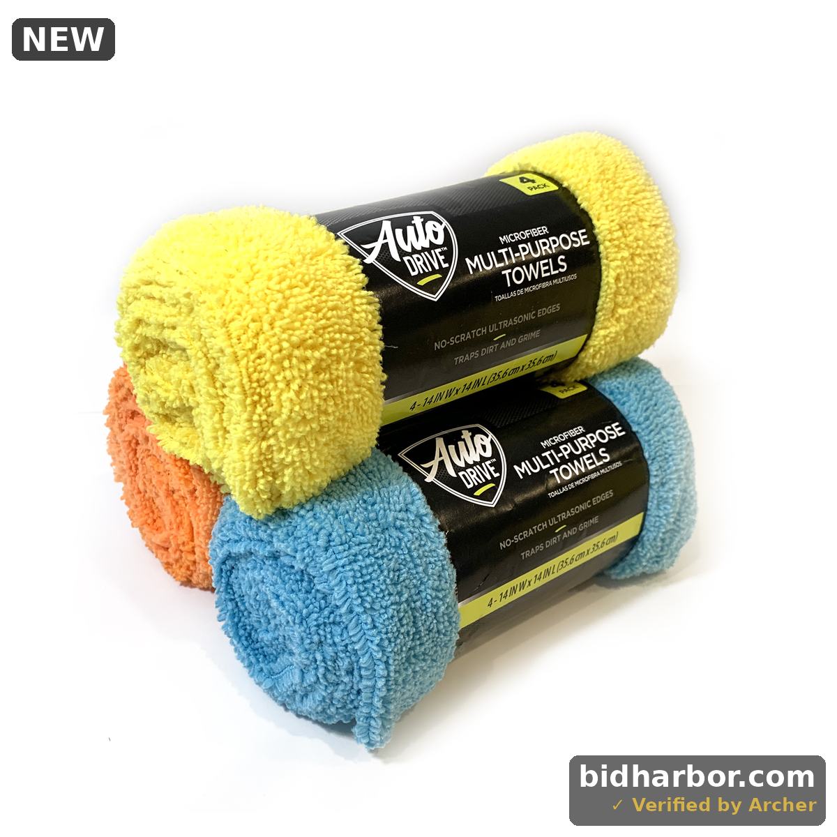 Auto Drive Multi-Purpose Microfiber Towel 4 Pack Assorted Colors