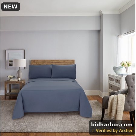 Mainstays Comfort Chill Microfiber Bed Sheet Set  Queen  Washed Indigo  4 Piece