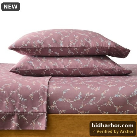 Better Homes & Gardens 4-Piece 300 Thread Count Lysia Floral Violet Gem Cotton Sateen Bed Sheet Set  Queen