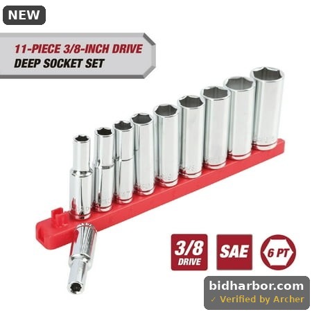 Hyper Tough 11-Piece 3/8-inch Drive Deep Socket Set (SAE)