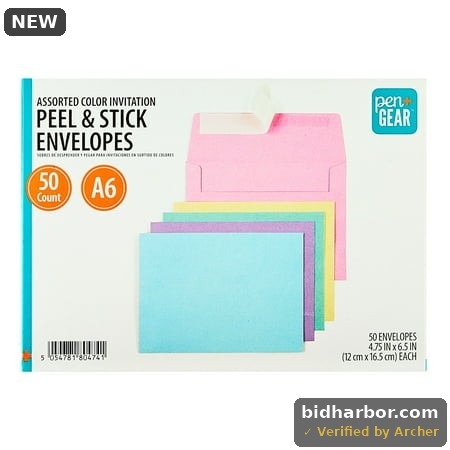 Pen+Gear A6 Invitation Peel and Stick Envelopes  Assorted Colors  4.75 in X 6.5 in  50 Count
